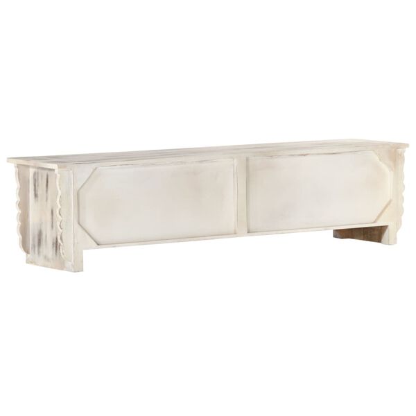 vidaXL Meuble TV Blanc 140x30x35 cm Bois massif de manguier