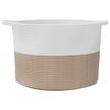 vidaXL Panier à linge marron et blanc Ø55x36 cm coton