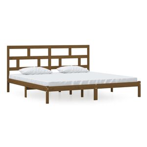 vidaXL Cadre de lit sans matelas Marron miel Bois pin massif 200x200cm