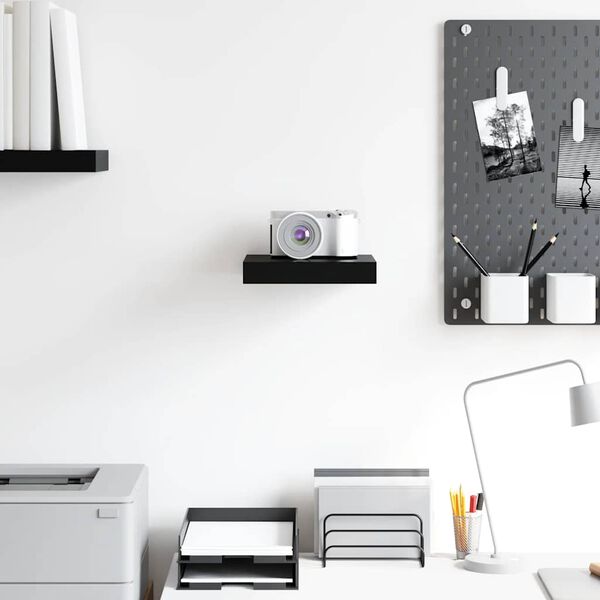 vidaXL &Eacute;tag&egrave;re murale flottante Noir brillant 23x23,5x3,8 cm MDF