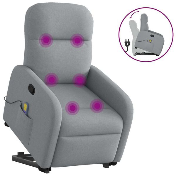 vidaXL Fauteuil de massage inclinable Gris clair Tissu