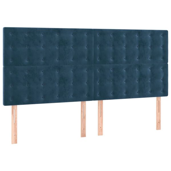 vidaXL T&ecirc;te de lit &agrave; LED Bleu fonc&eacute; 180x5x118/128 cm Velours