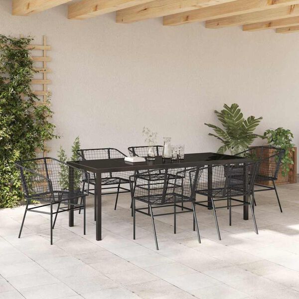 vidaXL Ensemble de salle &agrave; manger pour jardin 7 pcs Noir polyrotin