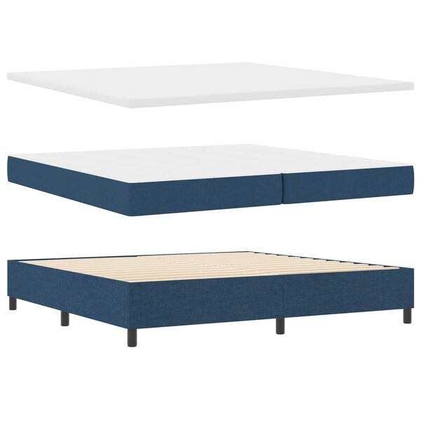 vidaXL Lit &agrave; ressorts avec matelas avec LED Bleu 200 x 200 cm tissu