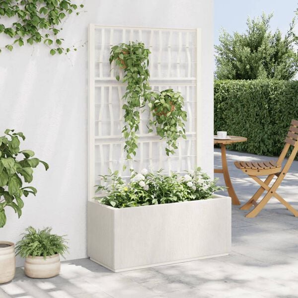 vidaXL Jardini&egrave;re avec treillis marron clair 80x36x140 cm PP