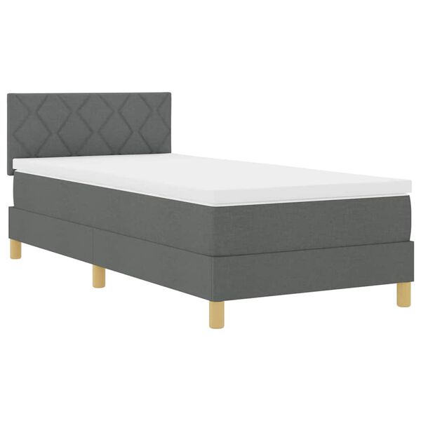 vidaXL Lit &agrave; ressorts avec matelas Gris fonc&eacute; 100 x 200 cm tissu