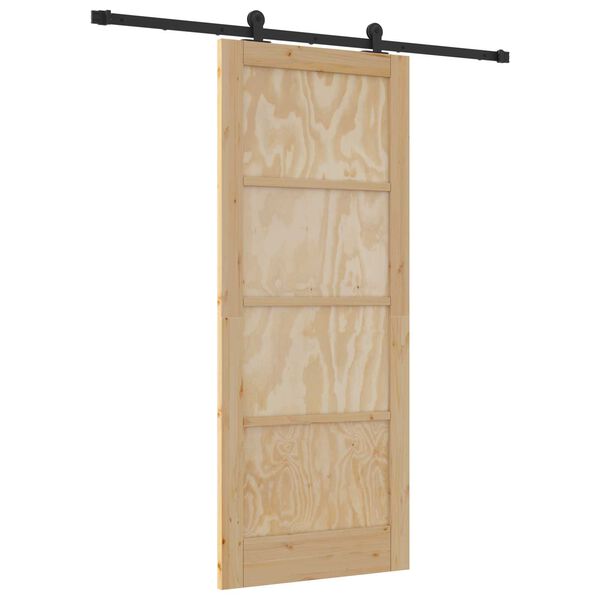 vidaXL Porte coulissante Naturel et Noir 83 x 202 cm Pin massif