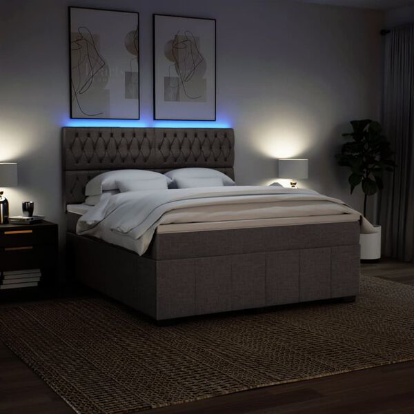 vidaXL Sommier &agrave; lattes de lit avec matelas Taupe 180x200 cm Tissu