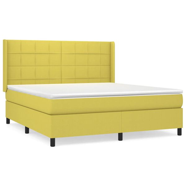 vidaXL Sommier &agrave; lattes de lit avec matelas Vert 180x200 cm Tissu