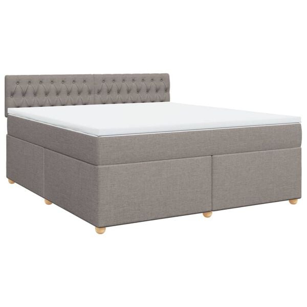vidaXL Sommier &agrave; lattes de lit avec matelas Taupe 180x200 cm Tissu