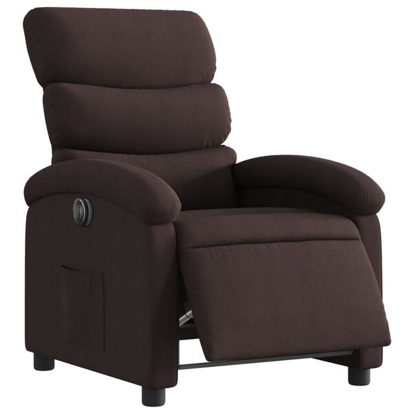 vidaXL Fauteuil inclinable &eacute;lectrique Marron fonc&eacute; Tissu