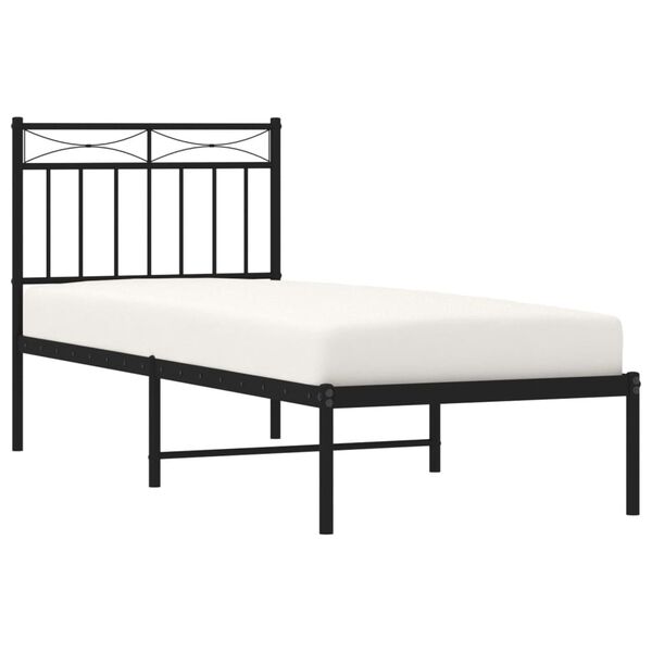 vidaXL Cadre de lit métal sans matelas avec tête de lit noir 80x200 cm