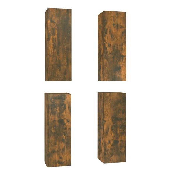 vidaXL Meubles TV 4 pcs Ch&ecirc;ne fum&eacute; 30,5x30x90 cm Bois d'ing&eacute;nierie