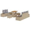 vidaXL Ensemble de canap&eacute; de jardin 8 pc Beige polyrotin