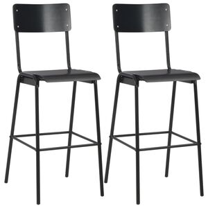 vidaXL Chaises de bar lot de 2 noir contreplaqué solide et acier
