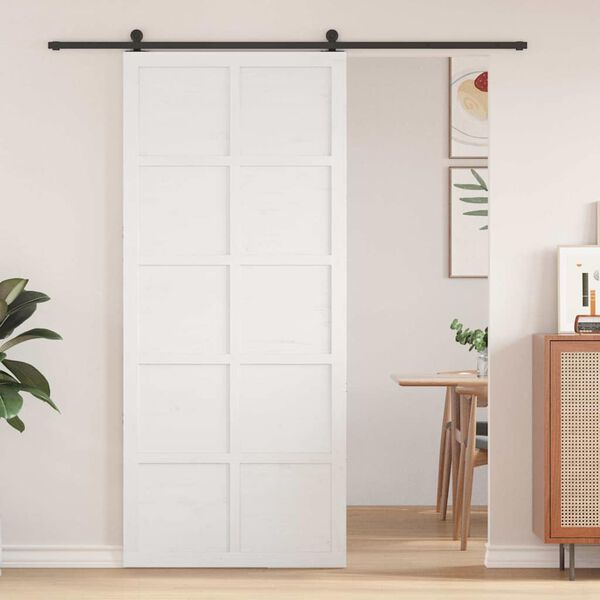 vidaXL Porte de grange Blanc 100 x 2,5 x 208 cm Bois de pin massif