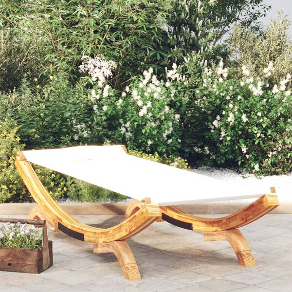 vidaXL Lit de repos ext&eacute;rieur 100x188,5x44 cm Bois courb&eacute; massif Cr&egrave;me