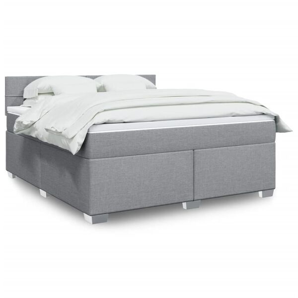 vidaXL Sommier &agrave; lattes de lit avec matelas Gris clair 180x200cm Tissu