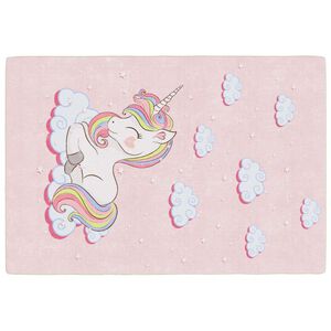 vidaXL Tapis enfants rose 160x230 cm licorne antid&eacute;rapant lavable