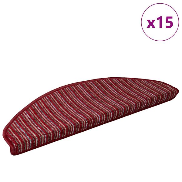 vidaXL Tapis d'escalier auto-adh&eacute;sifs 15 pcs Rouge 65 x 21 x 4 cm