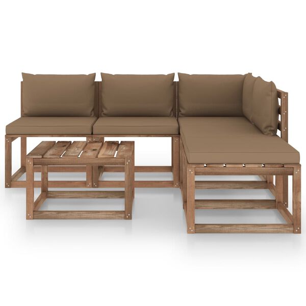 vidaXL Salon palette de jardin 6 pcs et coussins Bois de pin impr&eacute;gn&eacute;