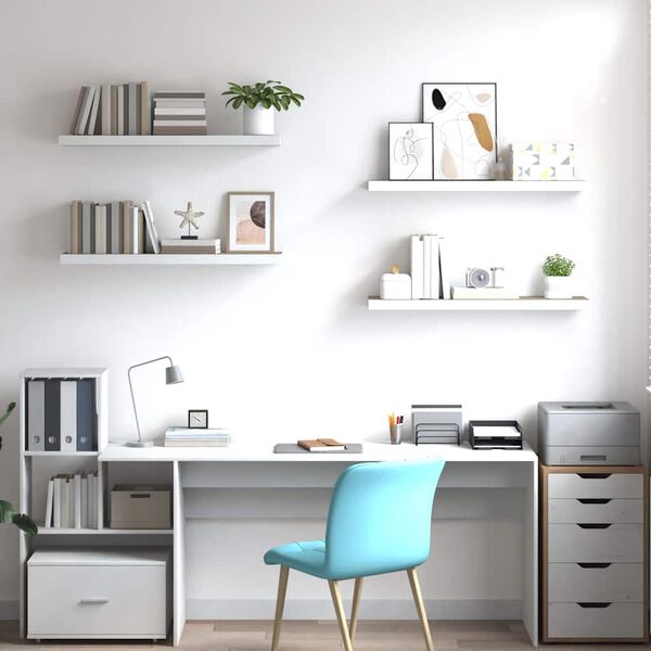 vidaXL &Eacute;tag&egrave;res flottantes 4 pcs Ch&ecirc;ne et blanc 90x23,5x3,8 cm MDF