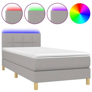 vidaXL Sommier &agrave; lattes de lit avec matelas et LED Gris clair 80x200cm
