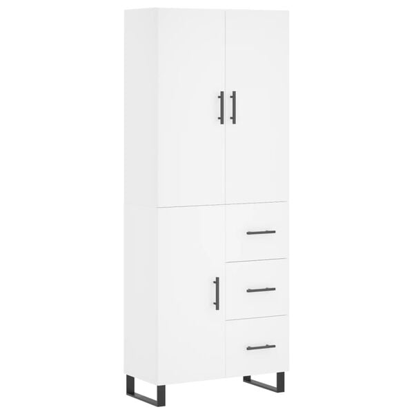 vidaXL Buffet haut Blanc 69,5x34x180 cm Bois d'ing&eacute;nierie