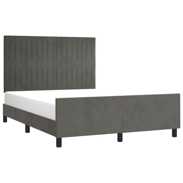 vidaXL Cadre de lit sans matelas gris fonc&eacute; 140x190 cm velours