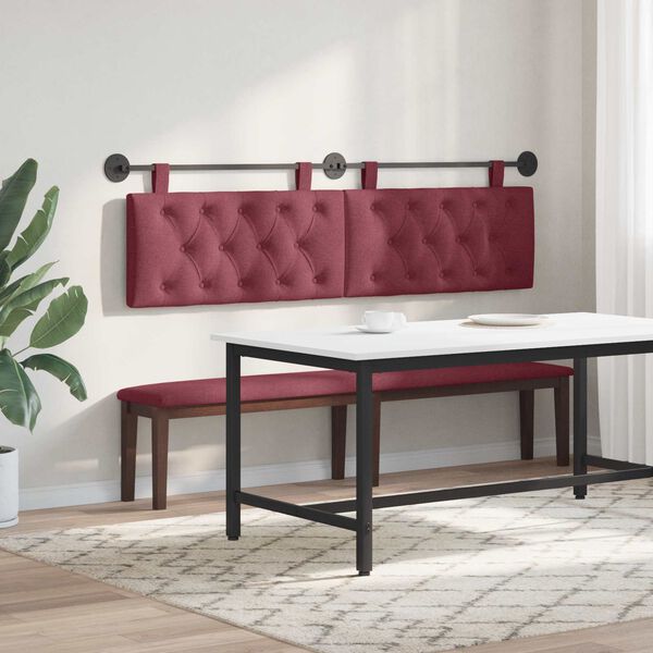 vidaXL T&ecirc;te de lit suspendue Bordeaux 190 x 55 x 7 cm tissu