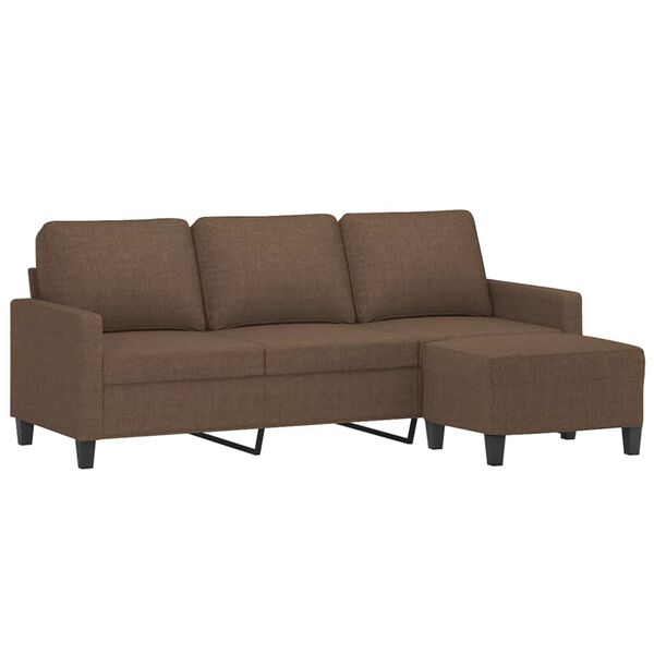 vidaXL Canapé à 3 places avec repose-pieds Marron 180 cm Tissu