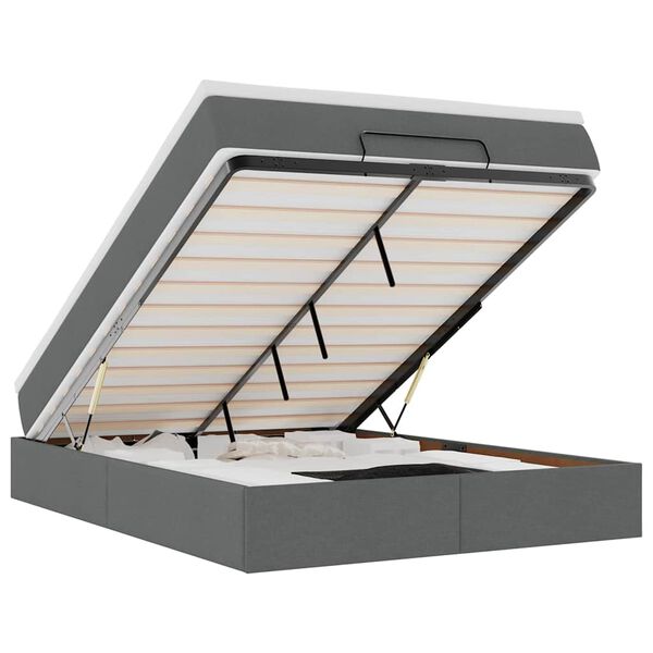VidaXL Cadre de lit ottoman avec matelas gris foncé 140x190 cm tissu
