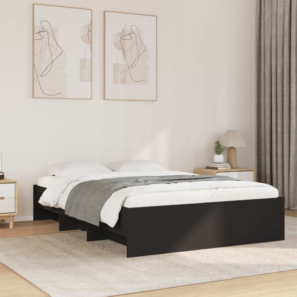 vidaXL Cadre de lit sans matelas noir 140x200 cm bois d'ing&eacute;nierie