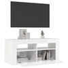 vidaXL Meuble TV avec lumi&egrave;res LED blanc brillant 90x35x40 cm