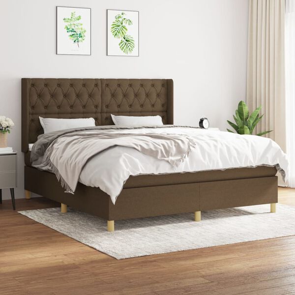 vidaXL Sommier &agrave; lattes de lit avec matelas Marron fonc&eacute; 160x200 cm