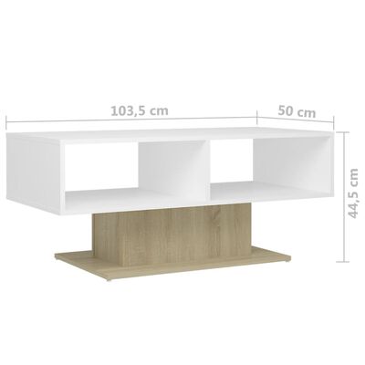 vidaXL Table basse Blanc et chêne sonoma 103,5x50x44,5 cm Aggloméré