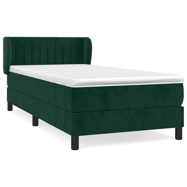 vidaXL Sommier &agrave; lattes de lit avec matelas Vert fonc&eacute; 90x190 cm