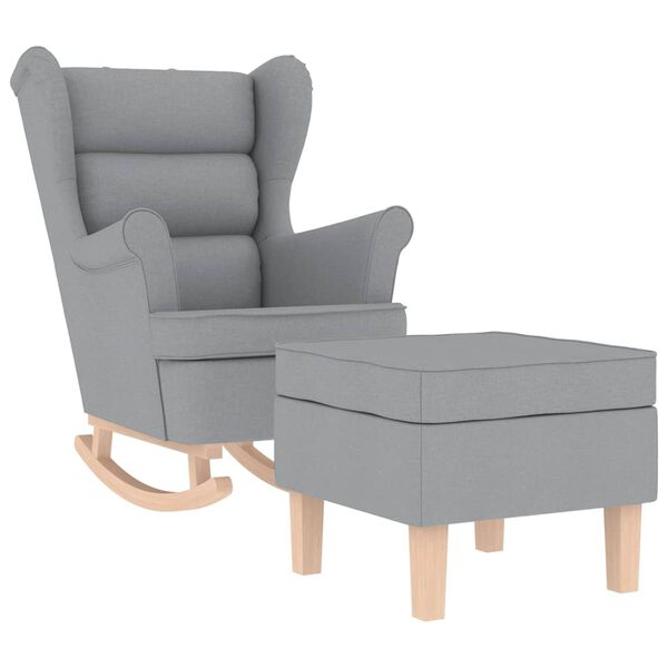 vidaXL Chaise à bascule avec repose-pied Gris clair Tissu