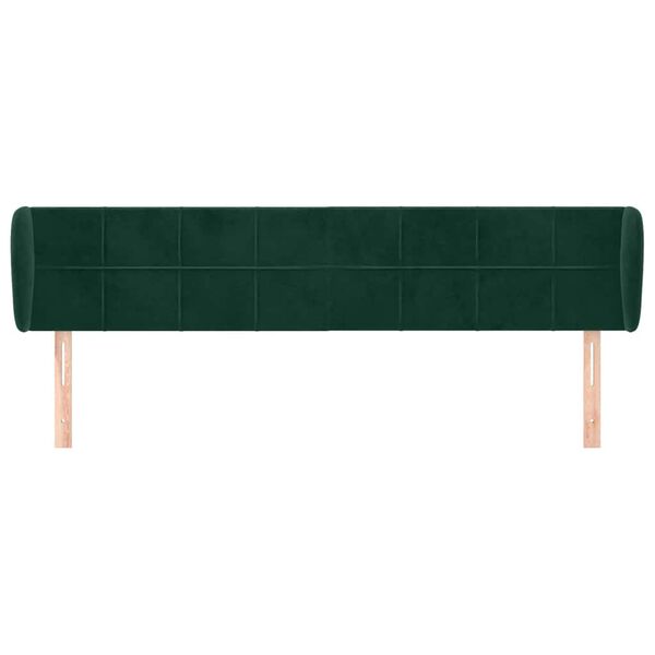 vidaXL T&ecirc;te de lit avec oreilles Vert fonc&eacute; 163x23x78/88 cm Velours