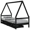 vidaXL Cadre de lit enfant avec tiroirs noir 90x200 cm bois pin massif