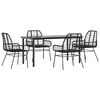 vidaXL Ensemble &agrave; manger de jardin 5 pcs noir r&eacute;sine tress&eacute;e verre