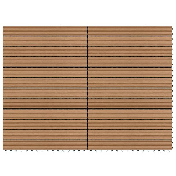 vidaXL Carreaux de terrasse 6 pcs WPC 60x30 cm 1,08 m&sup2; Marron
