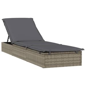 vidaXL Chaise longue 1 pc avec coussin gris 201x55x62cm r&eacute;sine tress&eacute;e