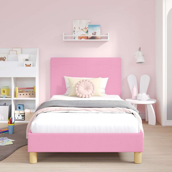 vidaXL Cadre de lit pour enfants avec t&ecirc;te de lit Rose 90 x 200 cm
