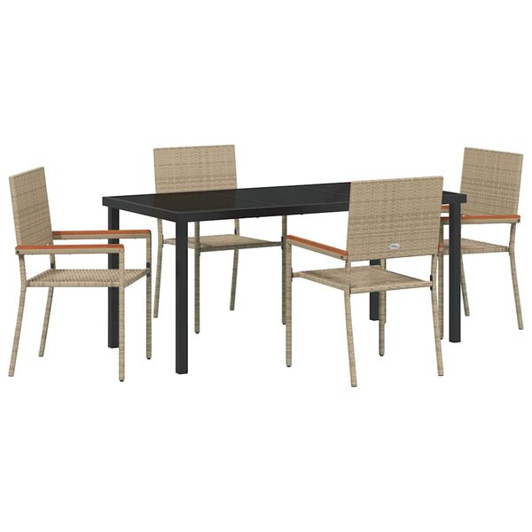 vidaXL Ensemble de salle &agrave; manger pour jardin 5 pcs Beige polyrotin