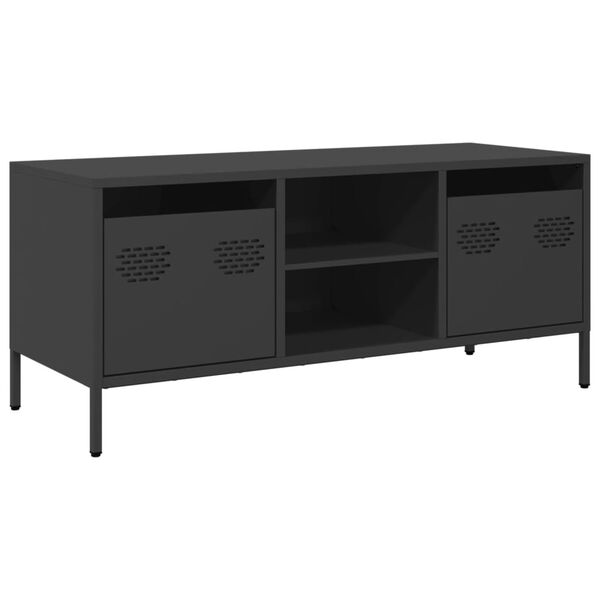 vidaXL Meuble TV noir 101,5x39x43,5 cm acier laminé à froid