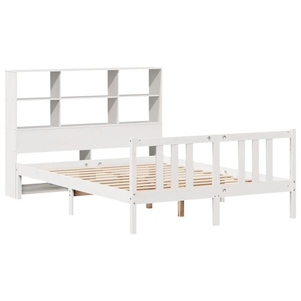 vidaXL Lit biblioth&egrave;que sans matelas blanc 160x200 cm bois pin massif
