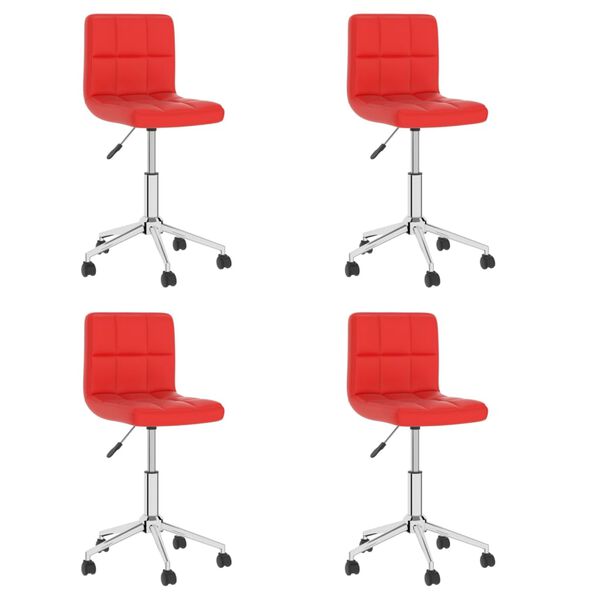 vidaXL Chaises pivotantes &agrave; manger lot de 4 rouge similicuir