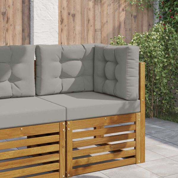 vidaXL Coussin de canap&eacute; d'ext&eacute;rieur 3 pcs Gris Polyester