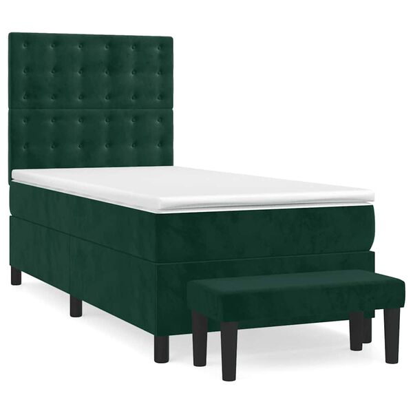 vidaXL Sommier &agrave; lattes de lit avec matelas Vert fonc&eacute; 90x190 cm